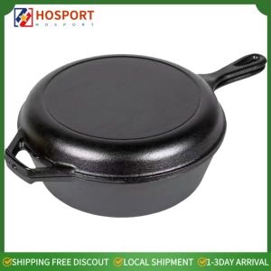 Cast Iron Skillet with Handle 10-Inch Durable Non-Stick Coating Ideal for Frying Searing and Baking