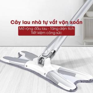 CÂY LAU NHÀ INOX CHỮ X XOAY 360 ĐỘ – Nhẹ Dễ Dùng – Cán Dài 140cm – Khăn Lau Microfiber Siêu Thấm