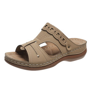 [Free Shipping] Plus-size summer new wedge sandals with open toe and fish mouth design thick sole size 43