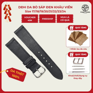 Dây đồng hồ da bò sáp khâu chỉ viền màu đen đủ size có cả size lẻ và size hiếm gặp Dây da đồng hồ nam Dây đeo đồng hô dây da Quai đồng hồ Tặng kèm khóa chốt và dụng cụ tháo lắp dây