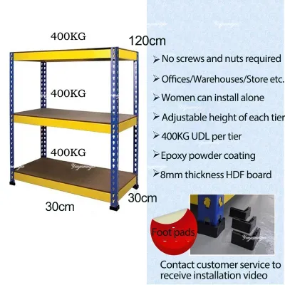 STON 4/5 Tier Metal Boltless Rack Store Storage Rack Home Storage Rak Warehouse Dapur Rak Buku Rack Warehouse Round Hole Design 葫芦孔置物架
