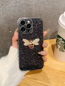 Luxury Phone Case For iPhone17 16 14 13 12 15 Pro Max Plus + 3D Diamond Bee High Quality Glitter Cover For iPhone 16 17 Pro Max