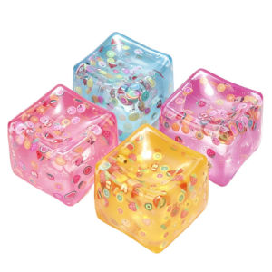 5.5cm Cube Pinch Toy Stress Relief Toys TofuShape Glitter Ice Block MochiSensory Toy Children Pinch Toy