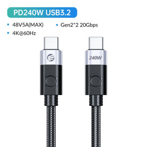 Fast Charging Cable ORICO 240W PD USB4 Data Cable PD3.1 Power Line Born for Laptop 8K 60Hz 40Gbps Type C Cable Support TVS Safe Powered with Leather Cable Winder