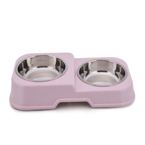Tempat makan minum tingkat bowl stainless doubel anjing kucing kelinci