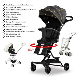 รถเข็นเด็ก S02 Pro ปรับเอนที่นั่งได้ 3ระดับ เข็นไก้2ทิศทาง ร่มบังแดด รถเข็นเด็กพับได้