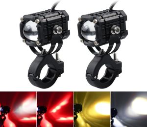 HANA Motorcycle LED Headlight for Motorcycle Auxiliary Light IP68 Waterproof High and Low White Yellow Red Three Colors