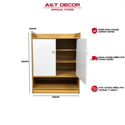 Tủ Kệ Giày cánh trắng 5 tầng sang trọng chất gỗ MDF dày 12mm kích thước 80x60x30cm