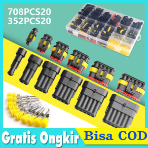 780pcs/set Soket Socket Konektor Kabel 1 - 6 Pin Anti Air dengan Skun Sambungan Kabel untuk mobil motor