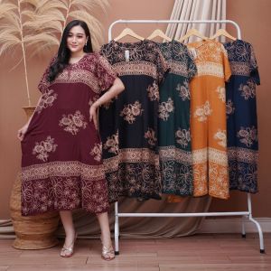 Daster Batik Jumbo LD 120 // Motif Terbaru Busui Friendly Kancing Depan //  Santung Rayon lembut nyaman di pakai // Pakaian Wanita sehari - hari // Gaun tidur // Bisa COD