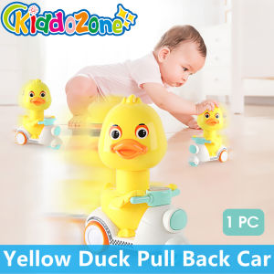 KiddoZone Cartoon Kids Toy Press Duck Toy Motorcycle Toy Child Kid Gift Motorcycle Model Pull Back Inertia Toys Eco-friendly Anti-Collision Material Yellow Duck for Baby