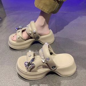 Heightened Hole Shoes Two Sandals Womens Summer Wears Indoor Home Non-slip Beach SandalsHeightened Hole Shoes Two Sandals Womens Summer Wears Indoor Home Non-slip Beach Sandals