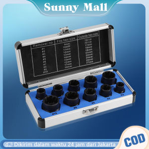 10 PCS Alat Pembuka Baut Mur Rusak dengan kotak logam/Damaged Screw Bolt Nut Remover