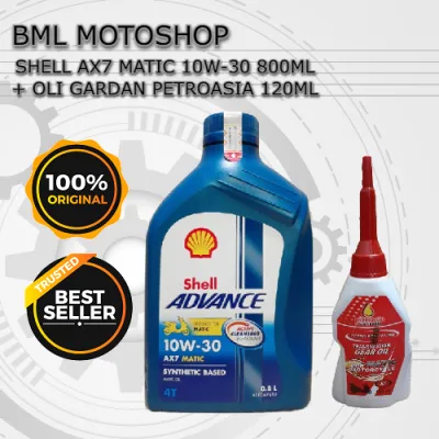 Paket Oli Matic Shell AX7 10W-30 800ml dan Oli Gardan 1Set Sepasang
