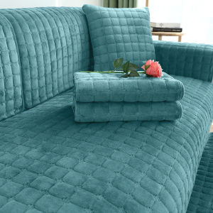 PrettyFamily sofa Soft Cushion Four Seasons General Fabric Leather non-slip Nordic Plush Sofa Cover Full Package Fniversal Cover Mat Thickened Office Sofa Cover Custom sofa cover stretchable