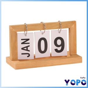 YoPo Desk Calendar Wooden Home Decoration Simple Style Room Decoration Creative Desktop Calendars Black