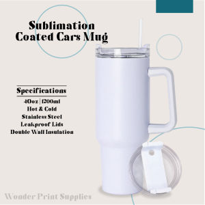 WPS 40oz Sublimation Coated Cars Mug 1200ml Hot and Cold