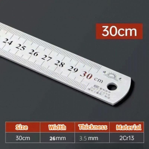 30/60cm Stainless Steel Ruler Metal Aluminum Ruler Drawing Multi Purpose Metric School Supplies