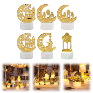 【24Hours Shipped】Ramadan Decorative LED Candle Lights Set of 6 Battery Operated Eid Mubarak Home Tabletop Party Supplies