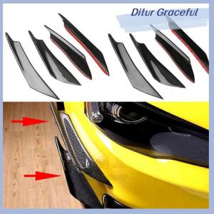 Ditur กันชนรถคาร์บอนไฟเบอร์4ชิ้นครีบแยกคานาร์ดสปอยเลอร์มีดอากาศ