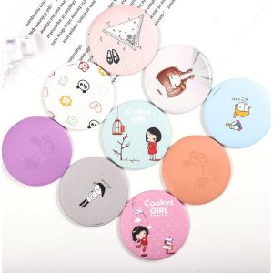 CB Cermin Bulat Karakter Kaca Make Up Mini Travel Size Motif Lucu Souvenir