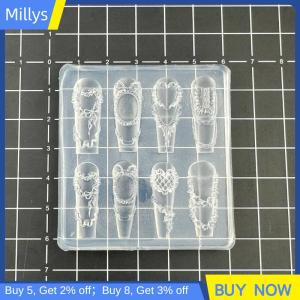 Millys ห่วงโซ่ลูกไม้ฝรั่งเศสดอกไม้อะคริลิคที่3D ตกแต่งเล็บหงส์ตกแต่งเล็บซิลิโคนแบบทำมือแม่พิมพ์เล็บ