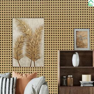 วอลเปเปอร์ติดผนัง ลายไม้หวาย รุ่นประหยัด ขนาด0.45x10M. ติดง่าย มีกาวในตัว สติกเกอร์ติดผนัง ตกแต่งบ้าน wallpaper PVC วอล