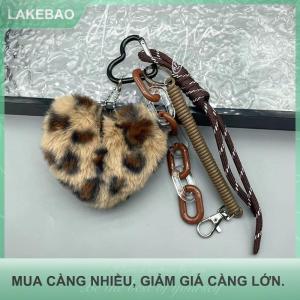 【LAKEBAO】 Fluffy Leopard tim Keychain bện dây túi Mặt dây chuyền Keyring thời trang mặt dây chuyền đơn giản tất cả các phù hợp với túi trang trí phụ kiện