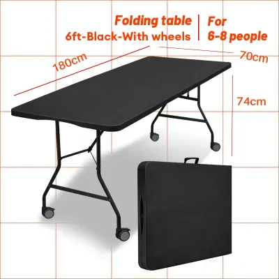 Folding Table | 6ft/4ft Foldable Table Heavy Duty Portable Folding Table Adjustable Hight Computer Table Dining Table for 8 People Suitable for Picnic and Outdoor Party