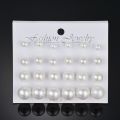 12 Pairs White Simulated Pearl Earrings Set for Women Jewelry on Ear Ball Stud Earrings Kit. 