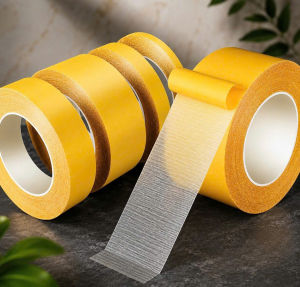 Băng Keo Hai Mặt Vải Lưới 200u Rộng 5cm Dài 10m | Keo Trong Suốt Gọn Vị Trí Dán Đa Bề Mặt
