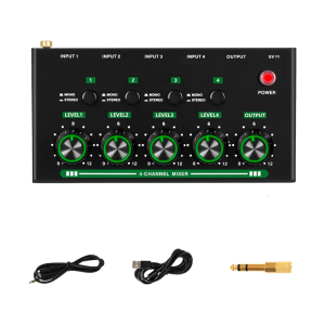 4 Channel Auditory Mixer Portable Metal Design Professional Sound Quality Multiple Device Compatibility