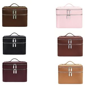MUNCHX Large Capacity Cosmetic Bag Aesthetic Pattern PU Material Travel Bag Portable Waterproof Toiletry Storage Travel