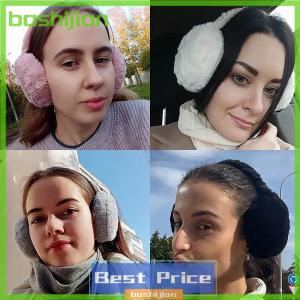 bashijian ที่ปิดหูกันหนาวแบบพกพาพับได้หูแฟชั่นสีล้วนสำหรับกลางแจ้งป้องกันความเย็นหูแบบนุ่ม