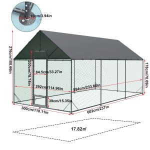 Outdoor Large Duck Coop Walk-in Poultry Run Pen Cage Duck Hen House with Nylon Netting