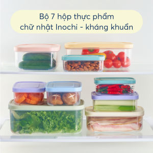 [Mega] Bộ 7 hộp thực phẩm chữ nhật Inochi-Hokkaido (500-750-1000-1500-2000-2500-3500ml) inochi.stores