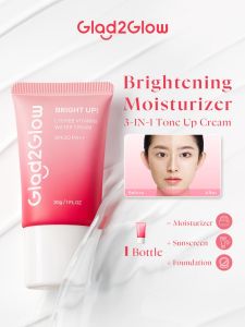 Glad2Glow Bright Up Lychee Vitamin Water Cream SPF30 PA++ 3-In-1 Tone Up Cream Moisturizing Sun Protection & Natural Brightening Lightweight Non-greasy Face Cream For Daily Skin Care