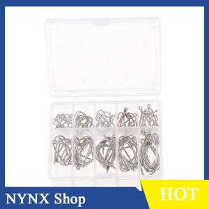 [NYNX] 100pcs box Fishing Hooks Carbon Steel Single Circle Fishhook Fishing Accessories