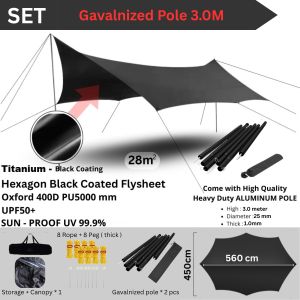 Flysheet Camping Flysheet Waterproof SET Titanium Black Coating UV-Proof Tarp Outdoor Tent Shelter Awning Canopy Fly sheet Camping