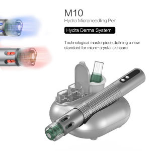 Wireless Microneedling Pen with Blue and Red LED Light Therapy Adjustable Speed and Needle Length for Facial Skincare