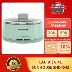 Nồi Lẩu Điện SUNHOUSE SHD4540 4L – Gia Nhiệt Trực Tiếp Nấu Lẩu Hấp Hầm Súp Công Suất 1000W
