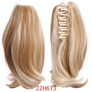 Ladies short straight synthetic micro-curly wig ponytail clipped in hair extension