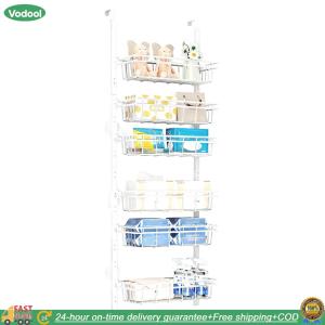 【24 hours Flash Delivery】6-Tier Over The Door Pantry Organizer No Drill Hanging Spice Rack Easy Install Metal Hanging Door Organizer for Home Use