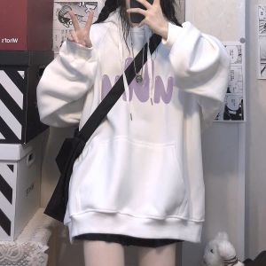 YIYI SHOP ใหม่ เสื้อกันหนาวมีฮู้ดผู้หญิง ผ้าสำลี ผ้านิ่ม ทรงหลวม สไตส์เกาหลี รุ่น611