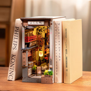 ROBOTIME Rolife Book Nook Kit DIY Miniature House Kit 3D Wooden Puzzle Gifts for Teens (Sakura Wine Alley)
