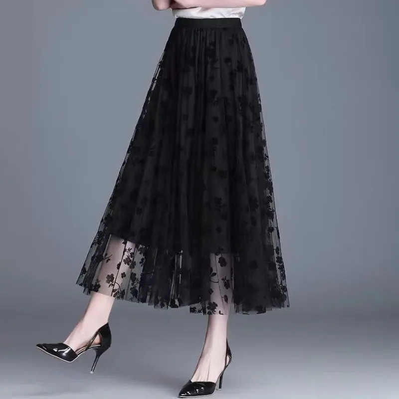 Elegant black lace outlet maxi skirt