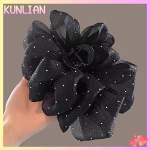 [KUNLIAN] Summer Sweet Mesh Tulle Star Bubble Hair Claw Clips For Women Solid Ponytail Clip Headdress Accessories