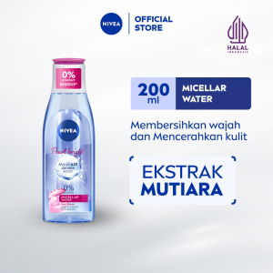 NIVEA Micellar Water MicellAir Pearl Bright 200ml - Pembersih make up tanpa alkohol makeup remover mencerahkan kulit kusam membersihkan wajah double cleansing melembabkan kulit kering - Pearl & Licorice Extract 0% Alcohol