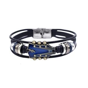 Leather Wristband Hand Wrist Guitar Theme Multilayer Bracelet Leather Strap Bracelet for Woman Man