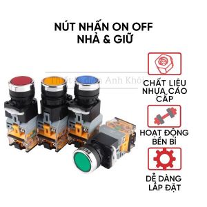 Nút nhấn nhả có đèn phi 22nút nhấn tủ điện LA38 chống nướcnút nhấn nhả không đèn phụ kiện tủ điện